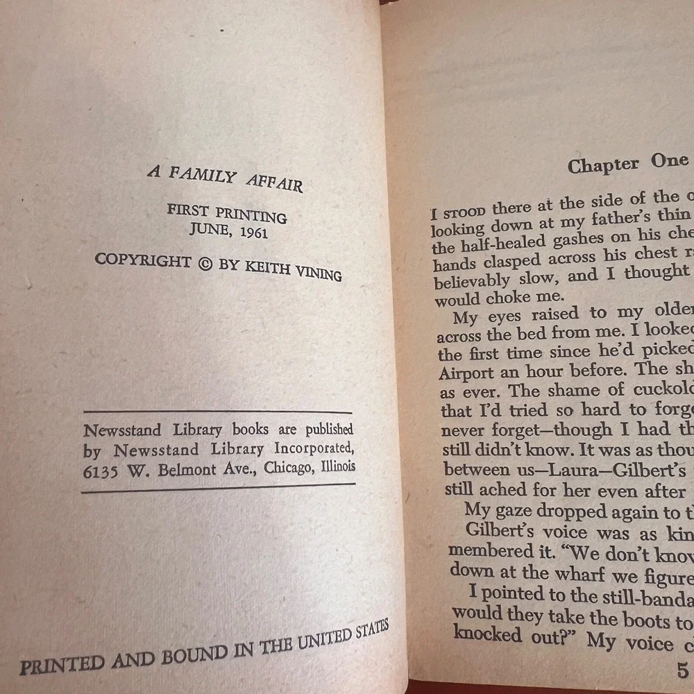 A Family Affair Keith Vining 1961 First Printing Newsstand Library Vintage Pulp